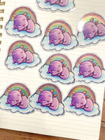 Glitter Sleepy Purple Dragon Stiker