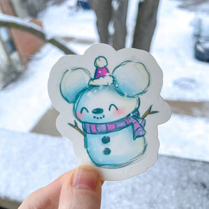 Snowman Mouse Clear Sticker