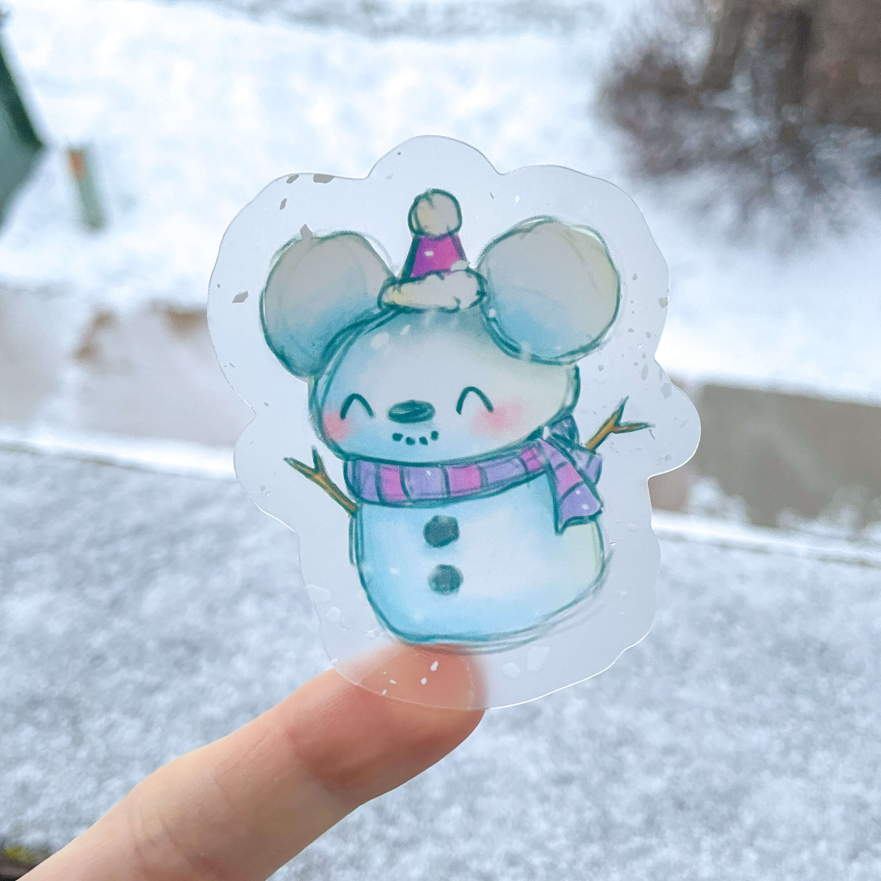 Snowman Mouse Clear Sticker