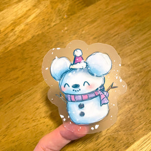 Snowman Mouse Clear Sticker