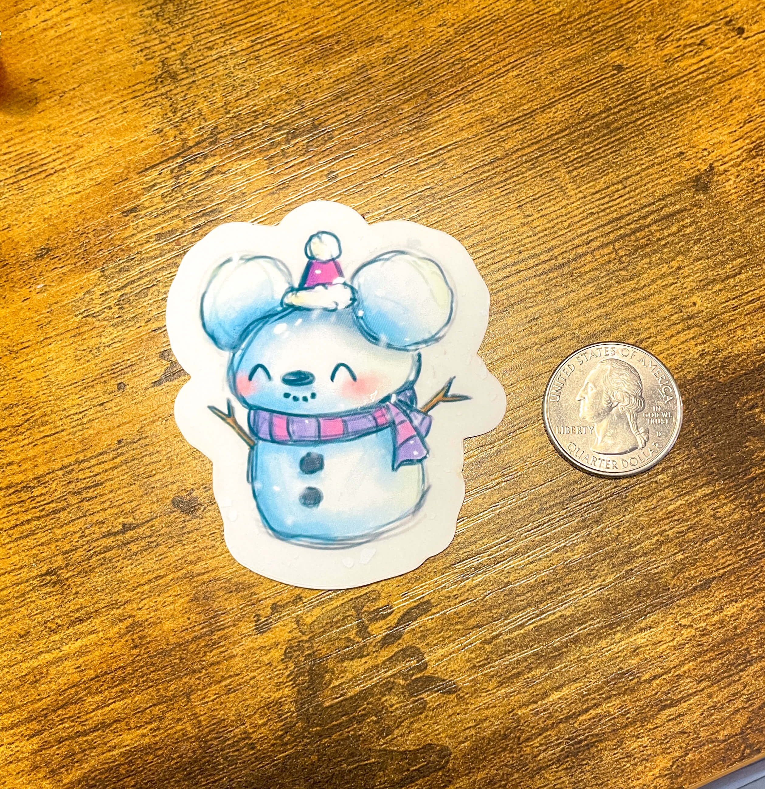 Snowman Mouse Clear Sticker