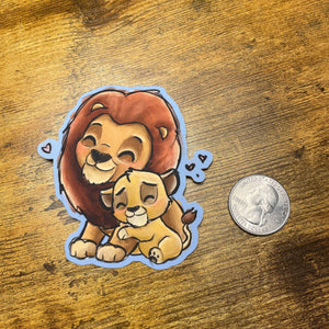 Lion Hug Vinyl Sticker