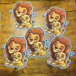 Lion Hug Vinyl Sticker