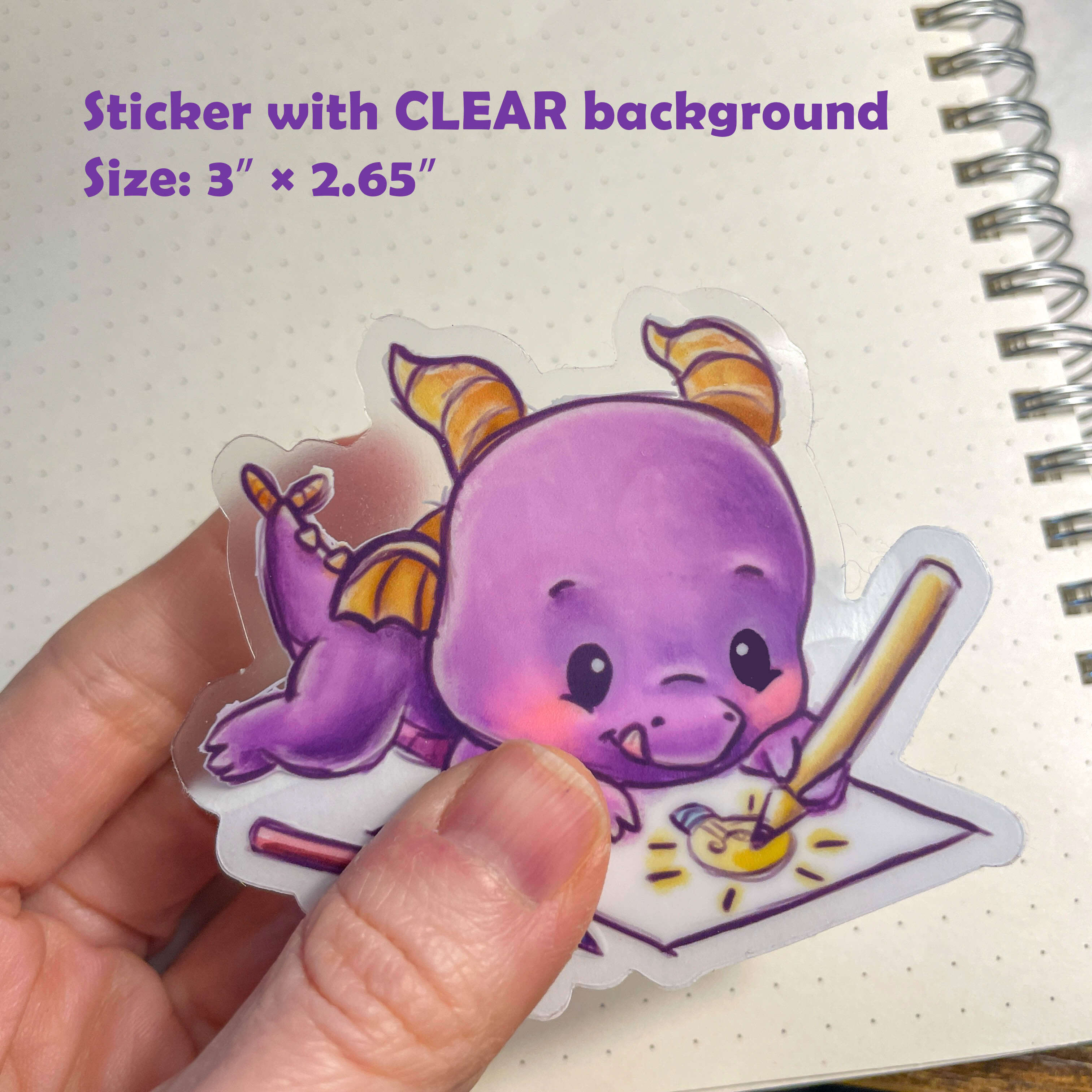 Figgy Dragon Sketch Sticker Clear Vinyl